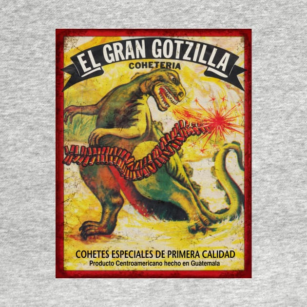 Godzilla Firecracker Poster Retro by Cabezon